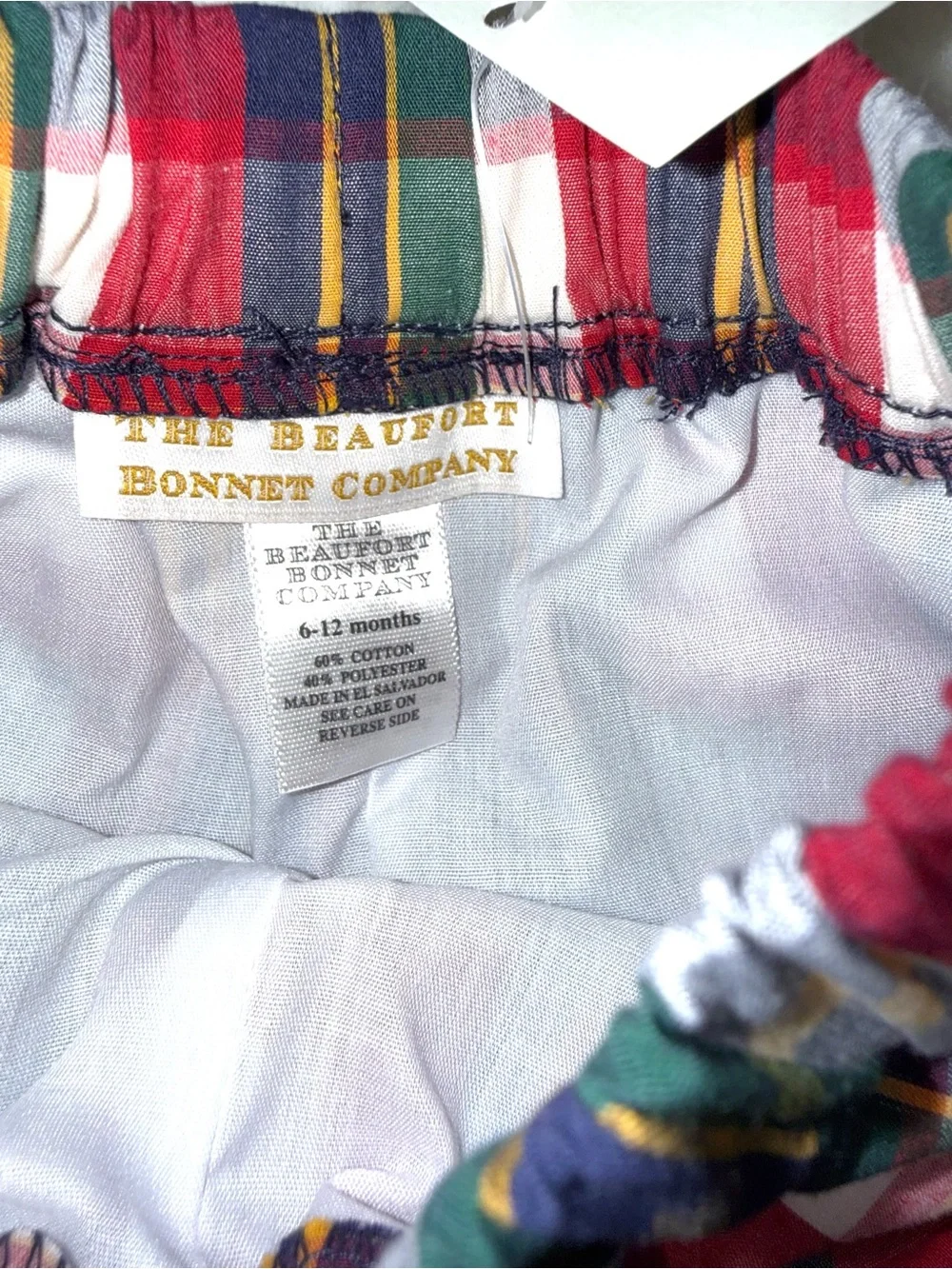 The Beaufort Bonnet Company plaid pull on shorts, size 6-12 mos, NWT